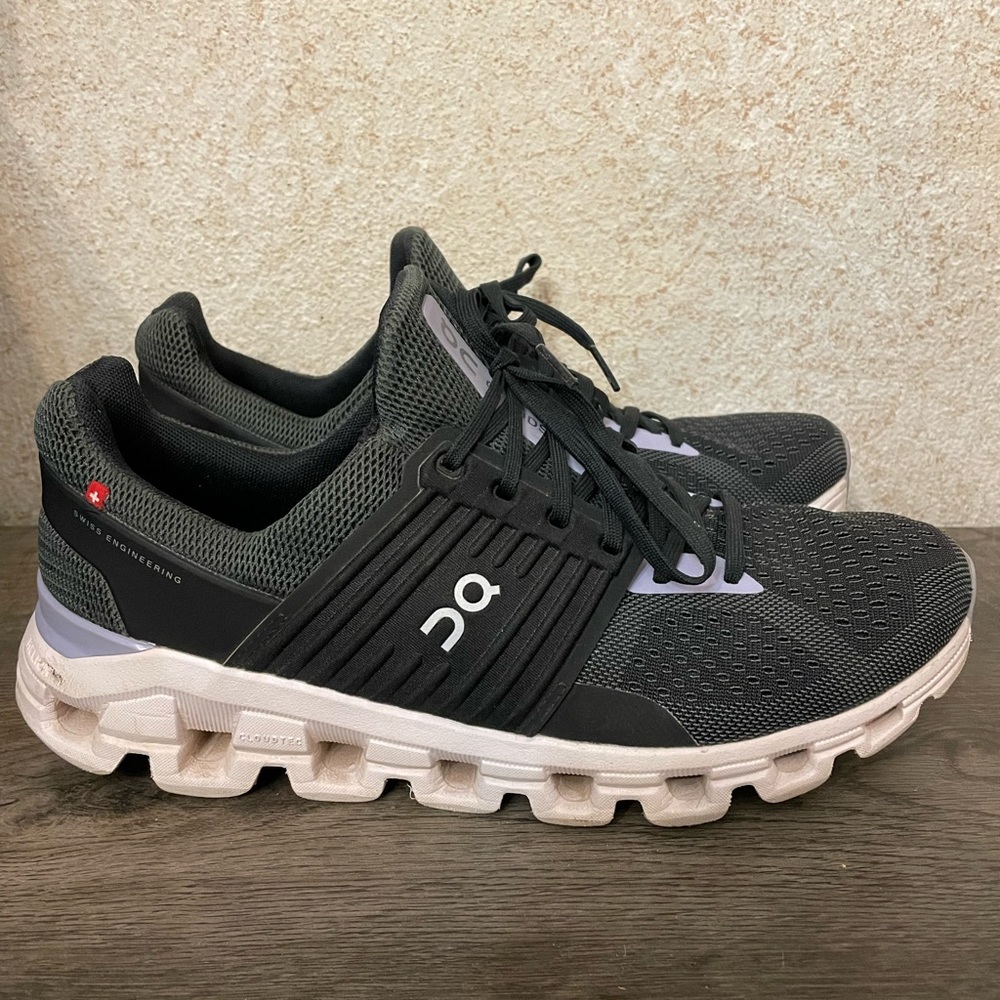 On cloud lavender and black shoes. Worn 5 times in excellent condition.